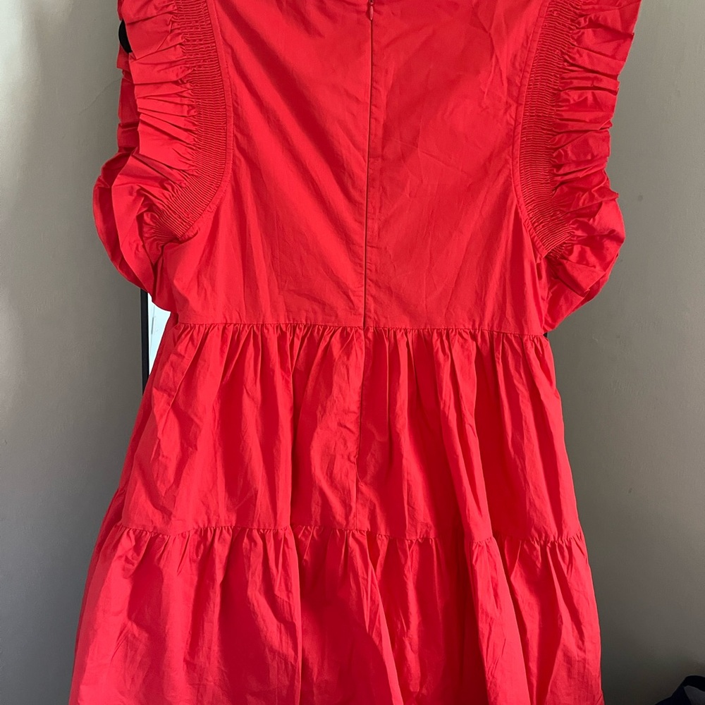 NWT English Factory Women’s Ruffled Dress with Smocked Detailing in Red - Picture 6 of 7